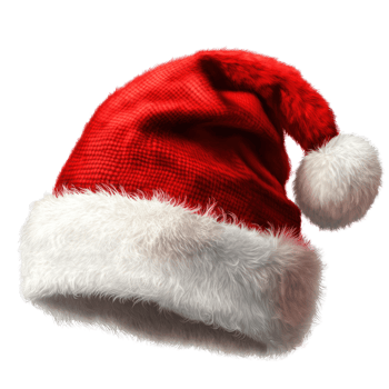Classic red Christmas hat with soft white fur trim for holiday celebrations and festive occasions png