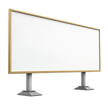 Large blank advertising billboard with an elegant frame standing on two sturdy bases in an outdoor setting png