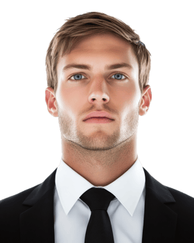 Professional man in formal attire with a serious expression isolated against a plain background png