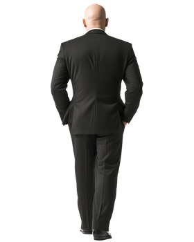 Businessman in a formal suit walking confidently in a professional setting isolated on a white background png