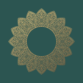 Luxury art round floral frame design vector