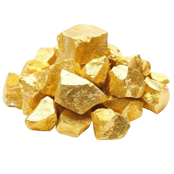 Natural golden nuggets isolated on a white background showcasing their shiny and textured surfaces png