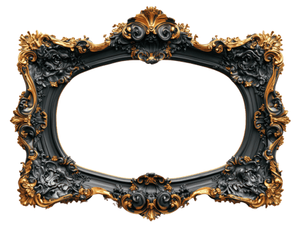 Ornate decorative frame featuring intricate details and a vintage design ideal for artwork display png