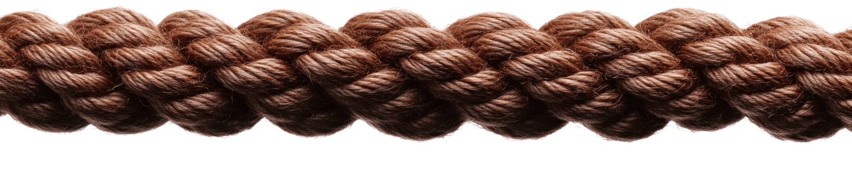Braided brown rope isolated on white background for crafting and decorative uses png