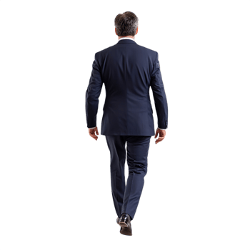 Back view of a businessman walking away isolated on transparent background png