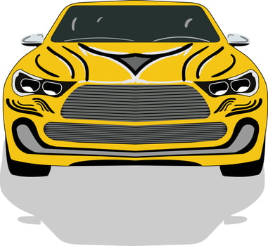 Yellow Sports Car Front View with Bold Stylized Design vector