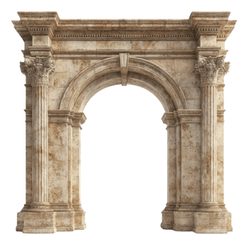 Beautiful historic architectural archway with detailed columns and ornate design in isolated view png