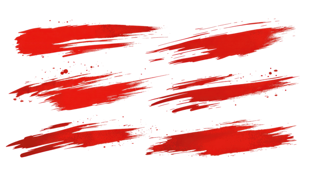 Red paint strokes on a white background showcasing texture and artistic design elements png