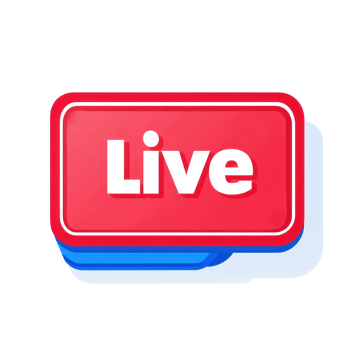 Vibrant red live notification graphic designed for online streaming platforms png