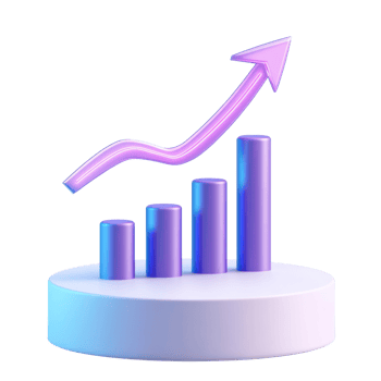 Growth chart with ascending bars and upward arrow illustrating business success and trend analysis png