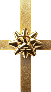 Bright golden bow and ribbon arrangement perfect for gift wrapping on a festive occasion png