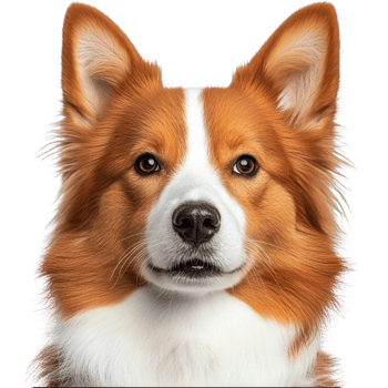 Clever and friendly dog with fluffy fur posing for a captivating portrait in a bright setting png