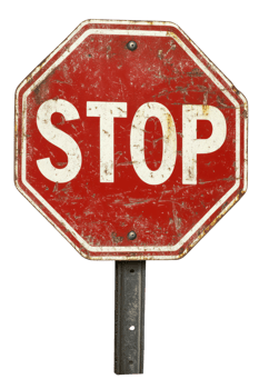 Stop sign with weathered surface stands isolated against a white background for clear visibility in urban settings png