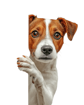 Curious dog peeking around a corner, expressing playful innocence in a bright setting png