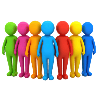 Group of colorful cartoon characters standing together in a friendly arrangement showcasing diversity and teamwork png