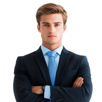 Professional young man in a suit with serious expression isolated on plain background png