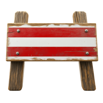 Wooden sign with red and white stripes on a plain background suitable for various purposes png