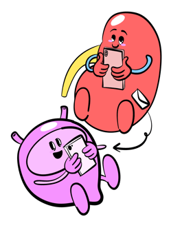 cute kidney sticker send message to bladder cartoon png