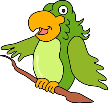 Cheerful Cartoon Parrot on a Tree Branch vector
