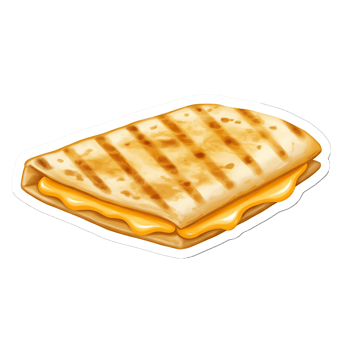 Crispy grilled quesadilla filled with melted cheddar cheese png