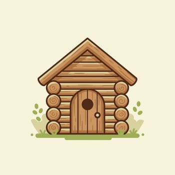 House made of logs logo design vector
