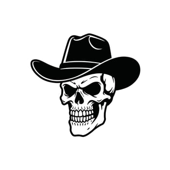 Skull in a cowboy hat logo design vector