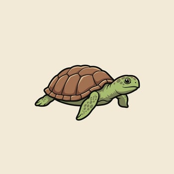 Cartoon turtle logo design on a beige background vector