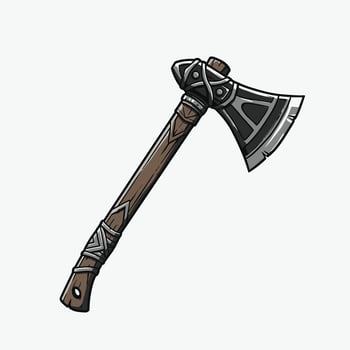 Axe with a wooden handle logo design vector