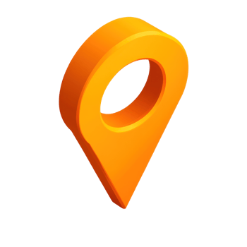Orange location pin icon for maps and navigation applications displayed in isolated view png