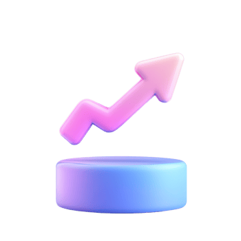Upward trend symbol with gradient colors for growth and success in digital design png