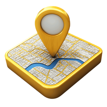 Detailed map marker icon with river representation for location tracking and navigation png