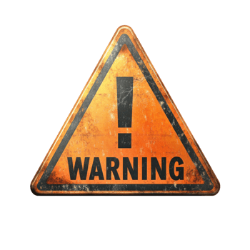 Warning sign with exclamation mark in bold letters on a textured background for safety alerts png