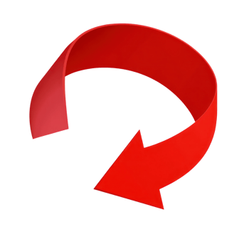 Red curved arrow indicating direction in a minimalist design on a white background isolated for clear visibility png
