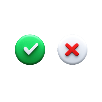 Green check mark and red cross mark symbols for indicating success or failure in various applications png