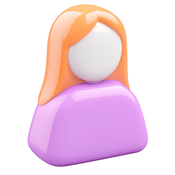 Colorful isolated character with long orange hair and purple shirt designed for digital representations png