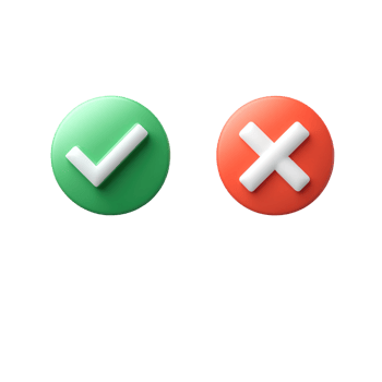 Green check mark and red cross mark icons representing approval and disapproval in a simple design png