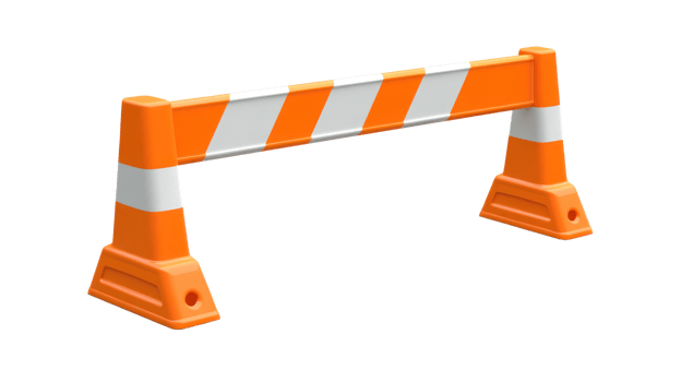 Traffic barrier placed on a construction site for safety during road work activities png