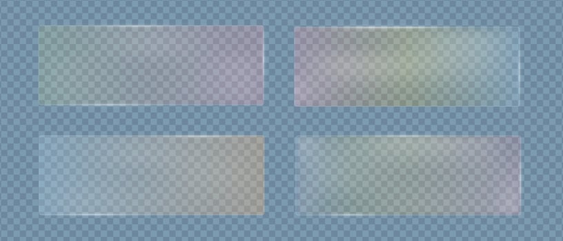 Glass rectangles rainbow gradient color with glare polycarbonate texture, Blurred geometric frames of glass texture, illustration vector
