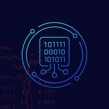 Compile code icon in linear design vector