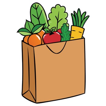 Organic Market Bag Full of Veggies vector