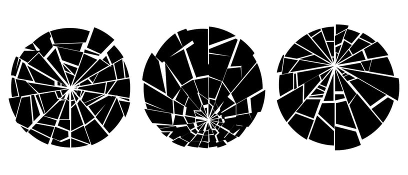 Broken glass radial cracks shards silhouette vector