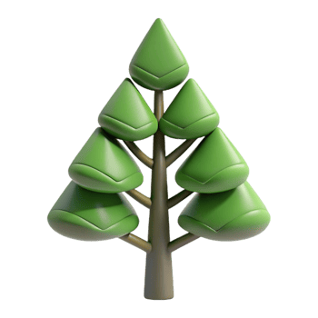 sumptuous energetic tropical Upward-pointing triangle tree with circular leaves. Single-weight stroke, clean lines, minimal with Scalable Design. perfect clarity png