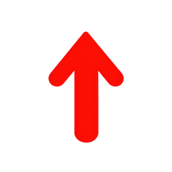 Red upward arrow symbol for direction indicating movement or growth in simple design png