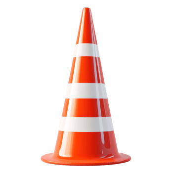 Traffic cone standing alone on a clean surface highlighting construction site caution png