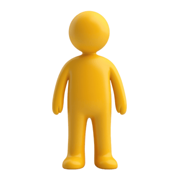Bright yellow figure standing upright in isolated space png