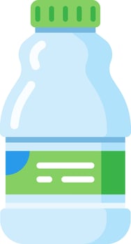 Light blue plastic bottle with green cap containing refreshing drink promoting healthy lifestyle, ideal for representing concepts of hydration and well being vector