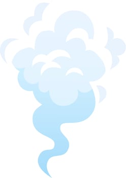 Cartoon steam swirling upward, creating a cloud of vapor, isolated on white background, ideal for illustrating concepts related to evaporation, cooking, or weather vector