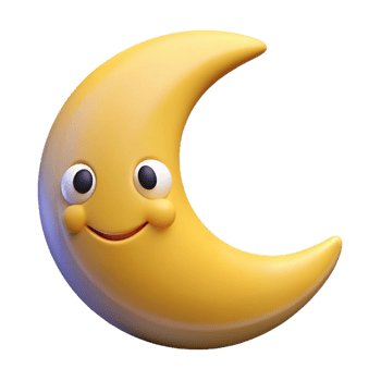 picturesque tranquil baroque Smiling crescent moon character with pointed tips. Clean lines, flat color, minimal design with Scalable Design. masterfully captured png