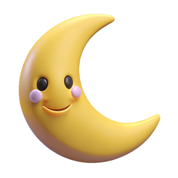 exquisite celebrated Smiling crescent moon character with pointed tips. Clean lines, flat color, minimal design with Scalable Design. png