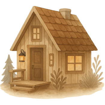 A small wooden house with a lantern on the roof png